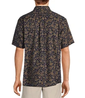 Roundtree & Yorke Short Sleeve Paisley Print Oxford Sport Shirt
