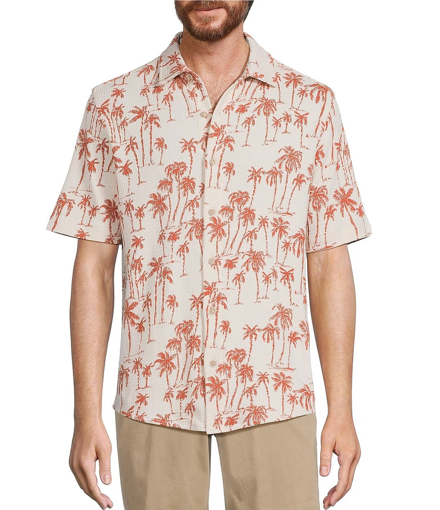 Roundtree & Yorke Short Sleeve Palm Print Coatfront Shirt