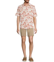 Roundtree & Yorke Short Sleeve Palm Print Coatfront Shirt