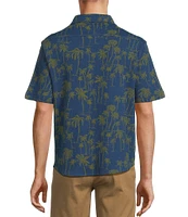 Roundtree & Yorke Short Sleeve Palm Print Coatfront Shirt