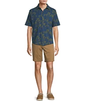 Roundtree & Yorke Short Sleeve Palm Print Coatfront Shirt