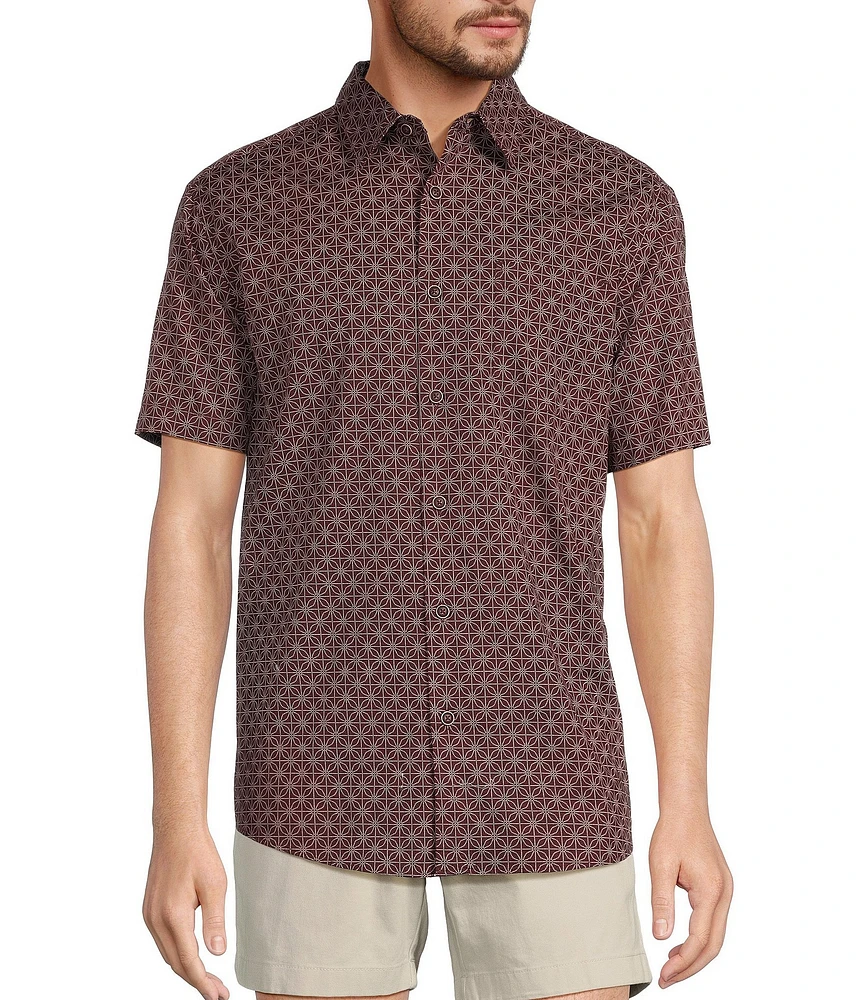 Roundtree & Yorke Short Sleeve Slub Dot Tile Sport Shirt