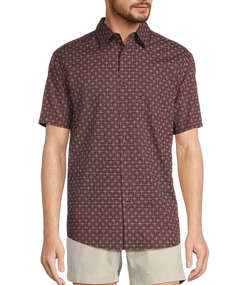 Roundtree & Yorke Short Sleeve Slub Dot Tile Sport Shirt