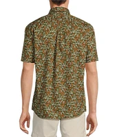 Roundtree & Yorke Short Sleeve Slub Floral Print Sport Shirt