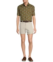 Roundtree & Yorke Short Sleeve Slub Floral Print Sport Shirt