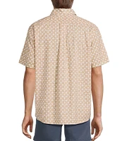 Roundtree & Yorke Short Sleeve Slub Floral Print Sport Shirt