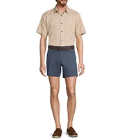 Roundtree & Yorke Short Sleeve Slub Floral Print Sport Shirt