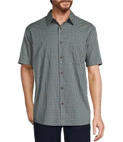 Roundtree & Yorke Short Sleeve Slub Geo Print Sport Shirt