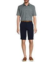 Roundtree & Yorke Short Sleeve Slub Geo Print Sport Shirt