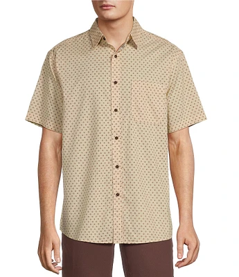 Roundtree & Yorke Short Sleeve Slub Geometric Print Sport Shirt