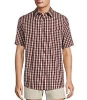 Roundtree & Yorke Short Sleeve Slub Large Plaid Sport Shirt