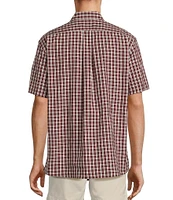 Roundtree & Yorke Short Sleeve Slub Large Plaid Sport Shirt
