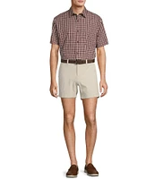 Roundtree & Yorke Short Sleeve Slub Large Plaid Sport Shirt