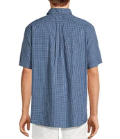 Roundtree & Yorke Short Sleeve Slub Large Plaid Sport Shirt