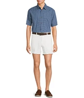 Roundtree & Yorke Short Sleeve Slub Large Plaid Sport Shirt
