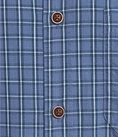 Roundtree & Yorke Short Sleeve Slub Large Plaid Sport Shirt