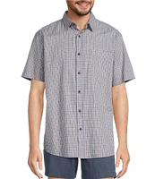 Roundtree & Yorke Short Sleeve Slub Plaid Sport Shirt