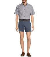 Roundtree & Yorke Short Sleeve Slub Plaid Sport Shirt