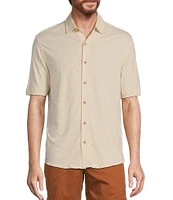 Roundtree & Yorke Short Sleeve Slub Solid Coatfront Shirt