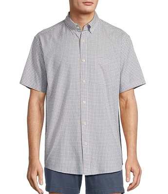 Roundtree & Yorke Short Sleeve Small Check Oxford Sport Shirt