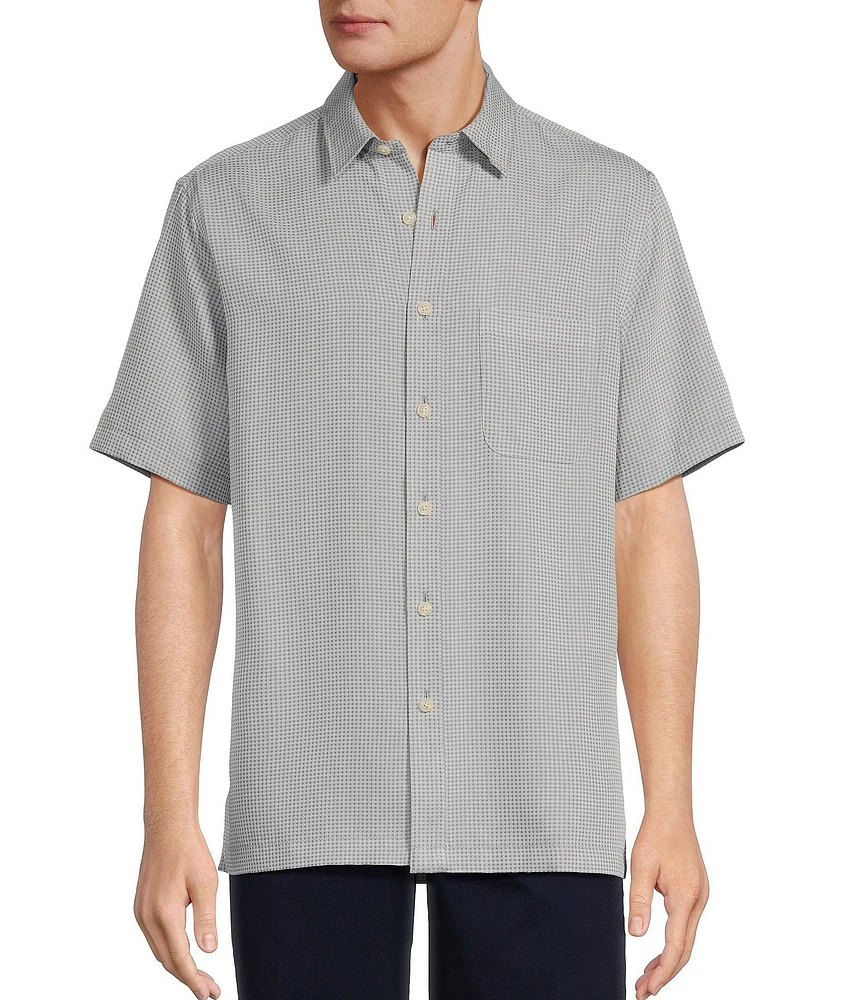 Roundtree & Yorke Short Sleeve Small Check Sport Shirt