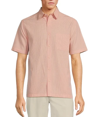 Roundtree & Yorke Short Sleeve Small Checked Polynosic Sport Shirt