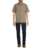 Roundtree & Yorke Short Sleeve Small Geometric Print Sport Shirt