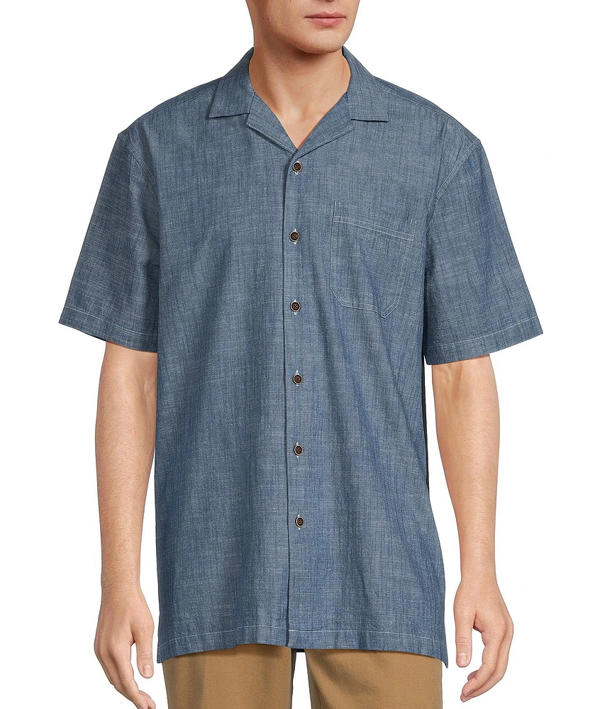 Roundtree & Yorke Short Sleeve Solid Chambray Sport Shirt