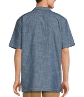 Roundtree & Yorke Short Sleeve Solid Chambray Sport Shirt