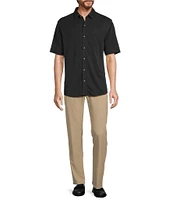 Roundtree & Yorke Short Sleeve Solid Coatfront Shirt