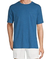 Roundtree & Yorke Short Sleeve Solid Heathered Pocket Crew T-Shirt