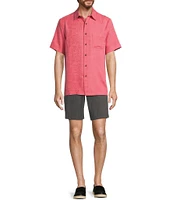 Roundtree & Yorke Short Sleeve Solid Polynosic Jacquard Sport Shirt