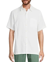 Roundtree & Yorke Short Sleeve Solid Polynosic Jacquard Sport Shirt