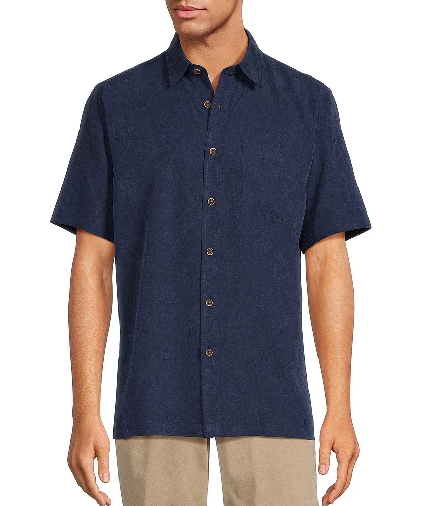Roundtree & Yorke Short Sleeve Solid Polynosic Jacquard Sport Shirt