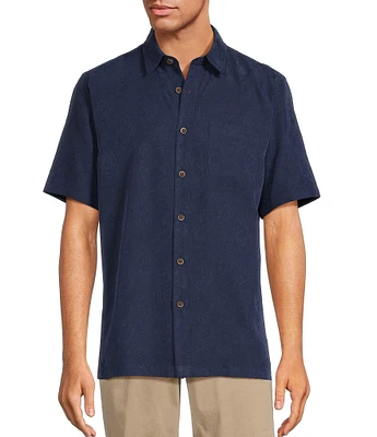 Roundtree & Yorke Short Sleeve Solid Polynosic Jacquard Sport Shirt