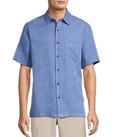 Roundtree & Yorke Short Sleeve Solid Polynosic Jacquard Sport Shirt