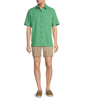 Roundtree & Yorke Short Sleeve Solid Polynosic Jacquard Sport Shirt