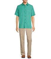 Roundtree & Yorke Short Sleeve Solid Slub Sport Shirt