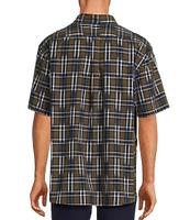 Roundtree & Yorke Short Sleeve Spacedye Large Plaid Sport Shirt