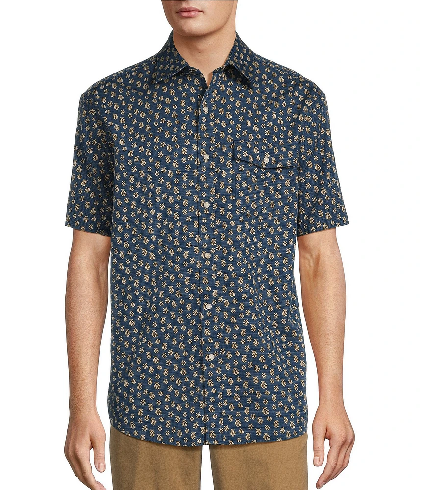 Roundtree & Yorke Short Sleeve Sprig Print Sport Shirt