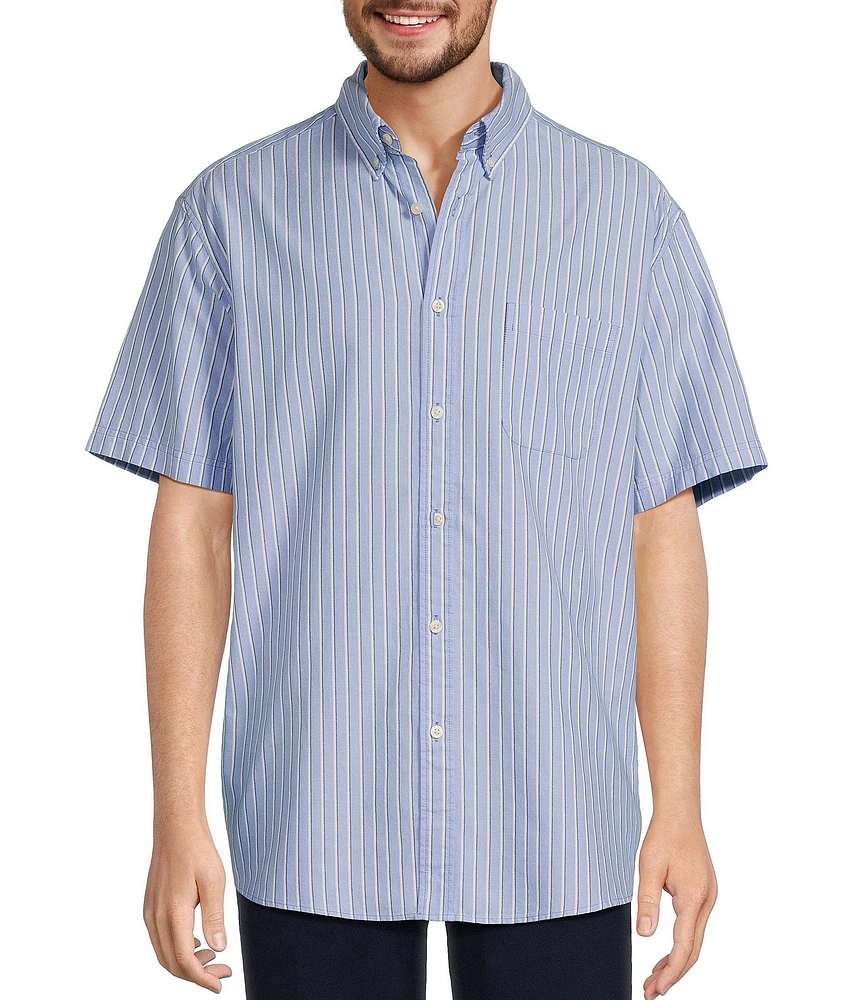 Roundtree & Yorke Short Sleeve Stripe Oxford Sport Shirt
