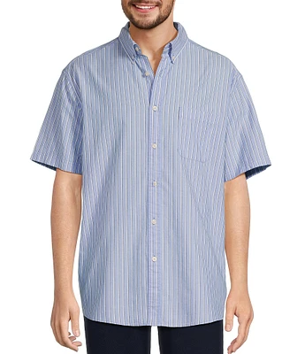 Roundtree & Yorke Short Sleeve Stripe Oxford Sport Shirt