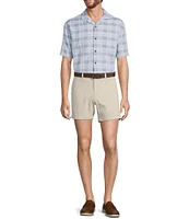 Roundtree & Yorke Short Sleeve Textured Plaid Sport Shirt