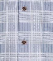 Roundtree & Yorke Short Sleeve Textured Plaid Sport Shirt