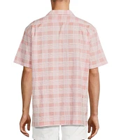 Roundtree & Yorke Short Sleeve Textured Plaid Sport Shirt