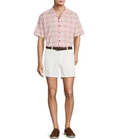Roundtree & Yorke Short Sleeve Textured Plaid Sport Shirt
