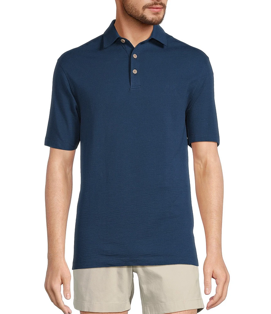 Roundtree & Yorke Short Sleeve Textured Solid Polo