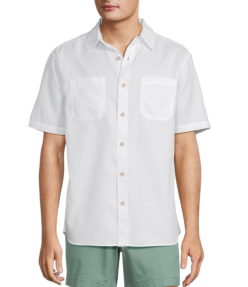 Roundtree & Yorke Short Sleeve Textured Solid Sport Shirt