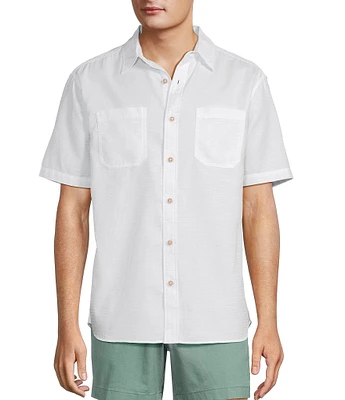 Roundtree & Yorke Short Sleeve Textured Solid Sport Shirt
