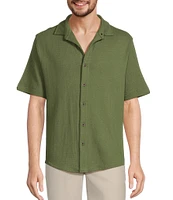 Roundtree & Yorke Short Sleeve Waffle Coatfront Shirt